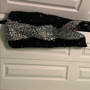 Black prom dress with silver beading